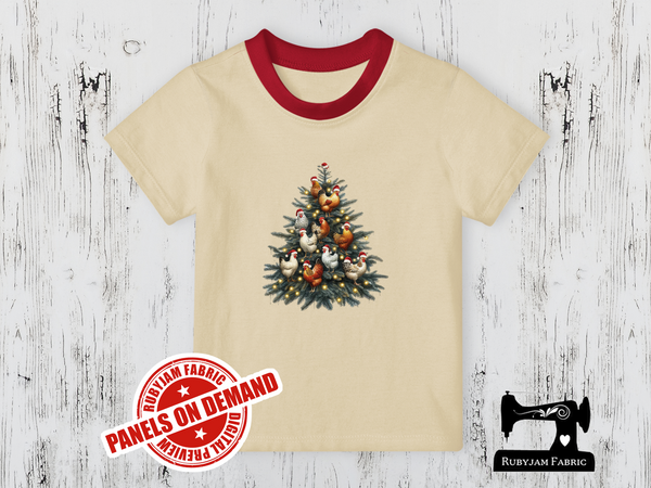 Chicken Christmas Tree - SAND BEIGE - Panels On Demand
