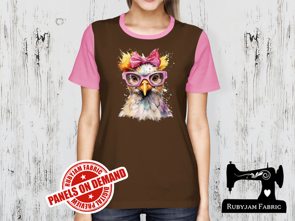 Chicken Pink Bow Glasses - BROWN - Panels On Demand