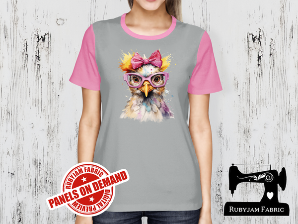 Chicken Pink Bow Glasses - HEATHER GREY - Panels On Demand