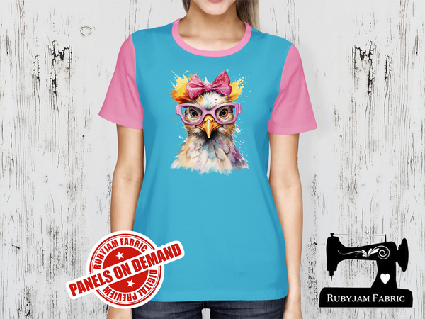 Chicken Pink Bow Glasses - LIGHT BLUE - Panels On Demand