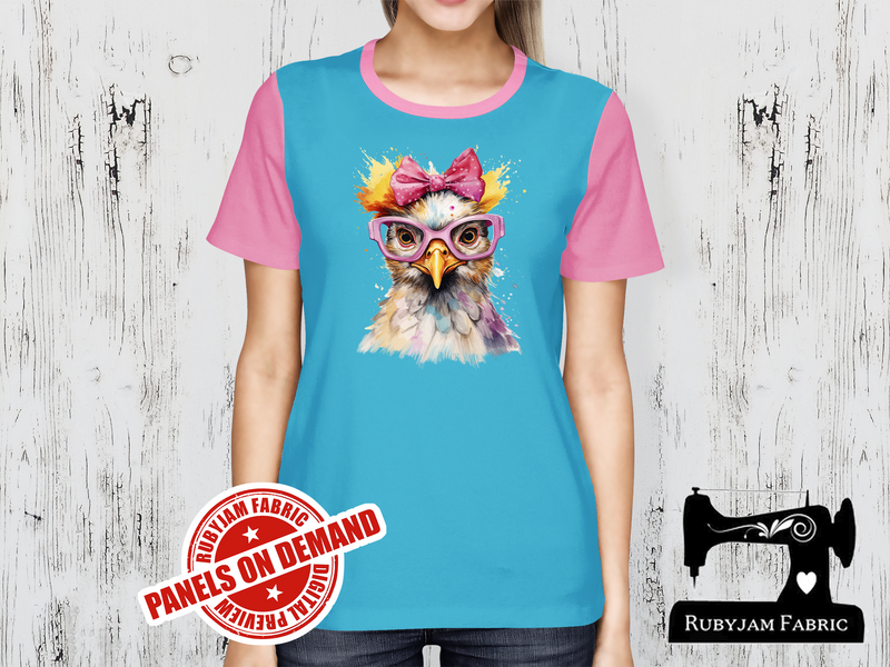 Chicken Pink Bow Glasses - LIGHT BLUE - Panels On Demand