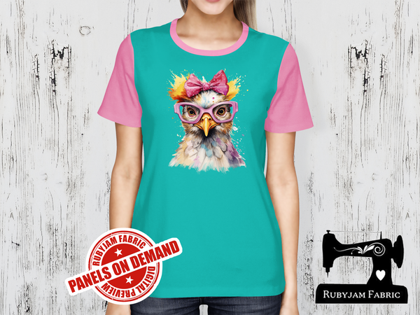 Chicken Pink Bow Glasses - MINT GREEN - Panels On Demand