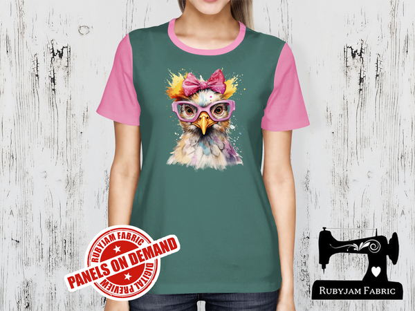 Chicken Pink Bow Glasses - SAGE GREEN - Panels On Demand