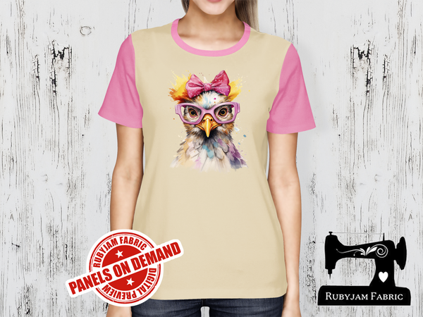 Chicken Pink Bow Glasses - SAND BEIGE - Panels On Demand