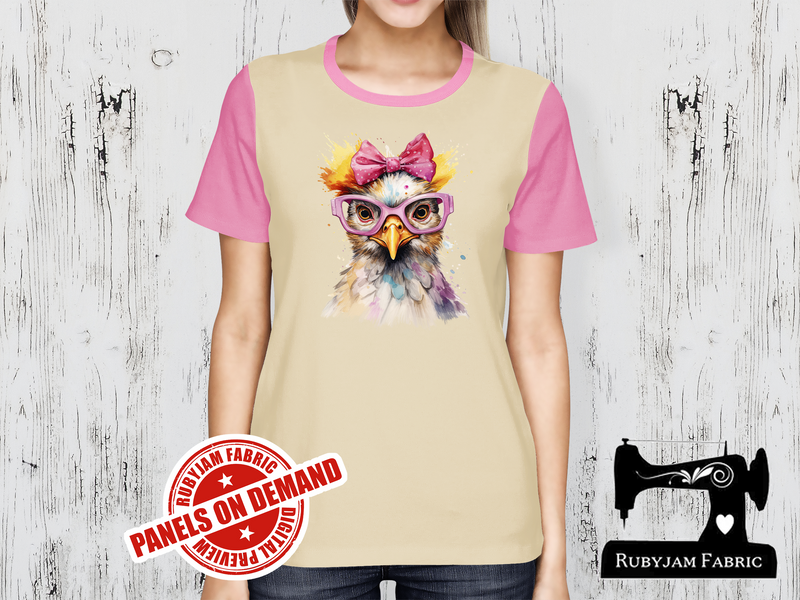 Chicken Pink Bow Glasses - SAND BEIGE - Panels On Demand