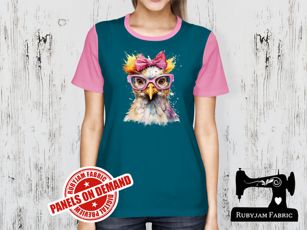 Chicken Pink Bow Glasses - TEAL BLUE - Panels On Demand