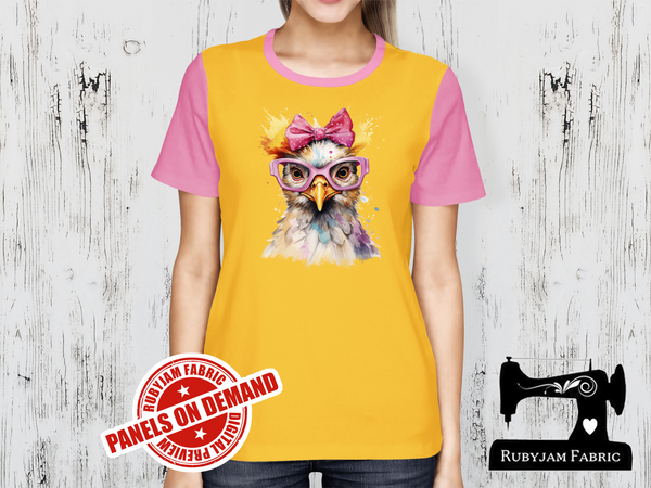 Chicken Pink Bow Glasses - YELLOW - Panels On Demand
