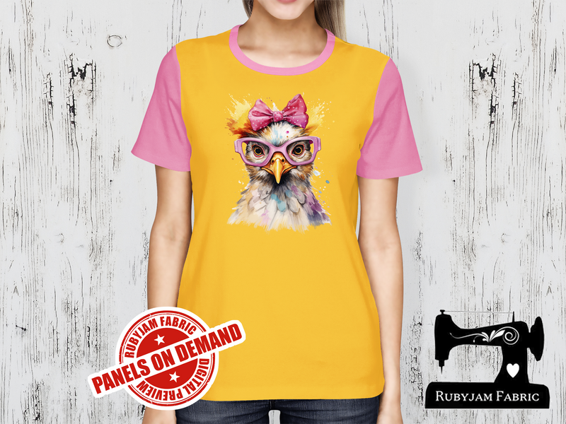 Chicken Pink Bow Glasses - YELLOW - Panels On Demand