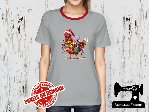 Chicken Christmas Lights - HEATHER GREY - Panels On Demand