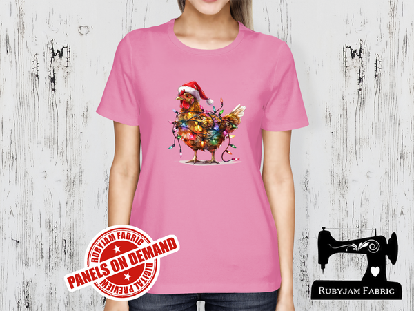 Chicken Christmas Lights - LIGHT PINK - Panels On Demand