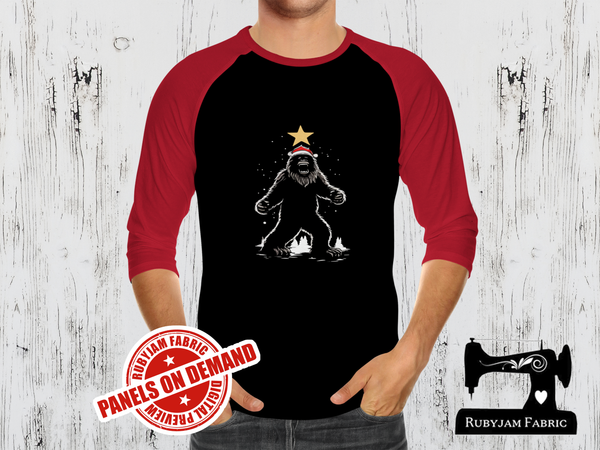 Believe Big Foot Christmas - BLACK - Panels On Demand