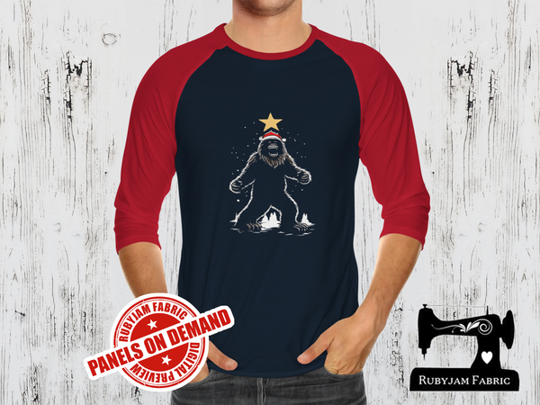 Believe Big Foot Christmas - NAVY - Panels On Demand