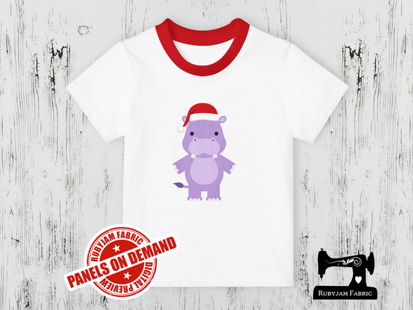 Christmas Hippo - WHITE - Panels On Demand