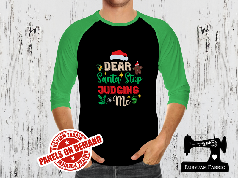 Dear Santa Stop Judging Me - BLACK - Panels On Demand