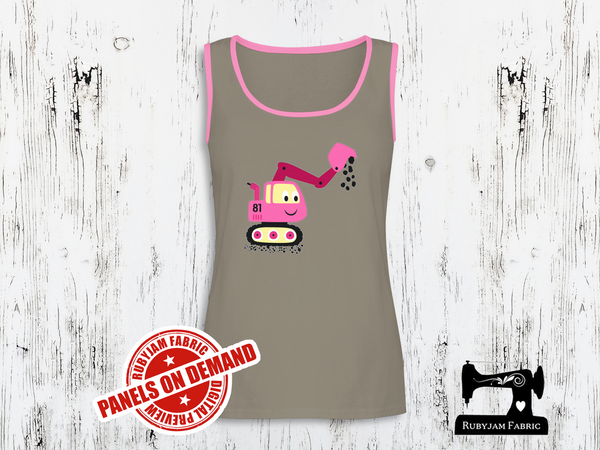 Diggers Pink Excavator - LIGHT GREY - Panels On Demand