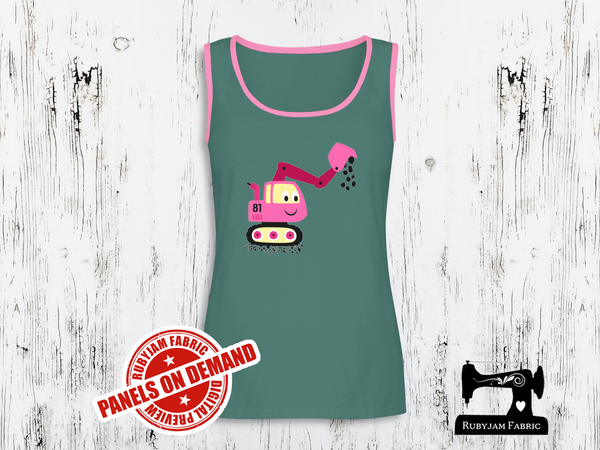 Diggers Pink Excavator - SAGE GREEN - Panels On Demand