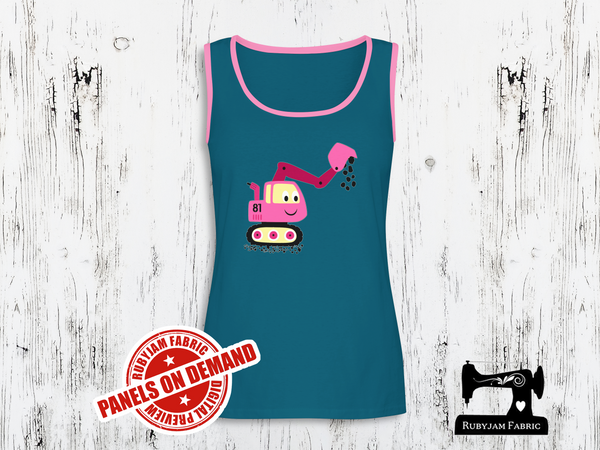 Diggers Pink Excavator - TEAL BLUE - Panels On Demand