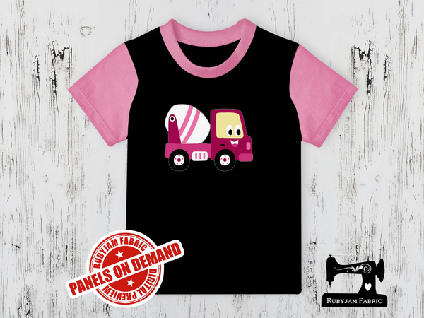 Diggers Pink Cement Truck - BLACK - Panels On Demand
