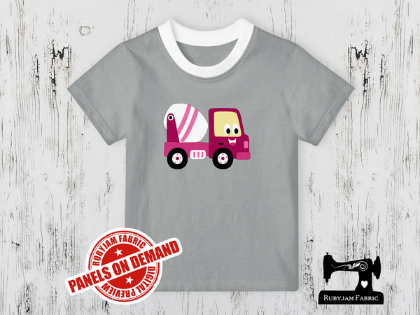 Diggers Pink Cement Truck - HEATHER GREY - Panels On Demand