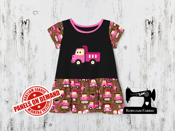 Diggers Pink Dump Truck - BLACK - Panels On Demand