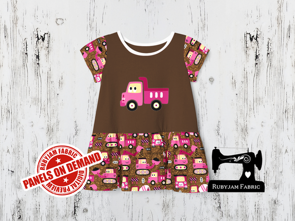 Diggers Pink Dump Truck - BROWN - Panels On Demand
