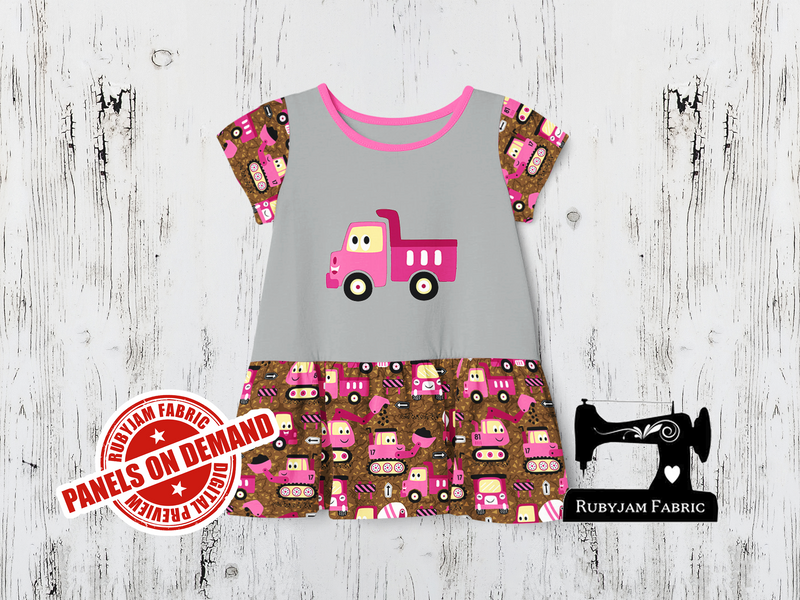 Diggers Pink Dump Truck - HEATHER GREY - Panels On Demand
