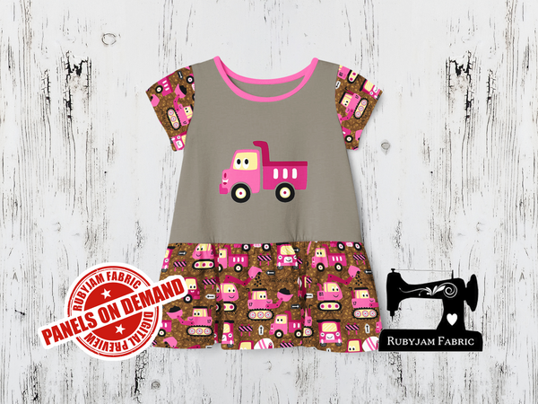 Diggers Pink Dump Truck - LIGHT GREY - Panels On Demand