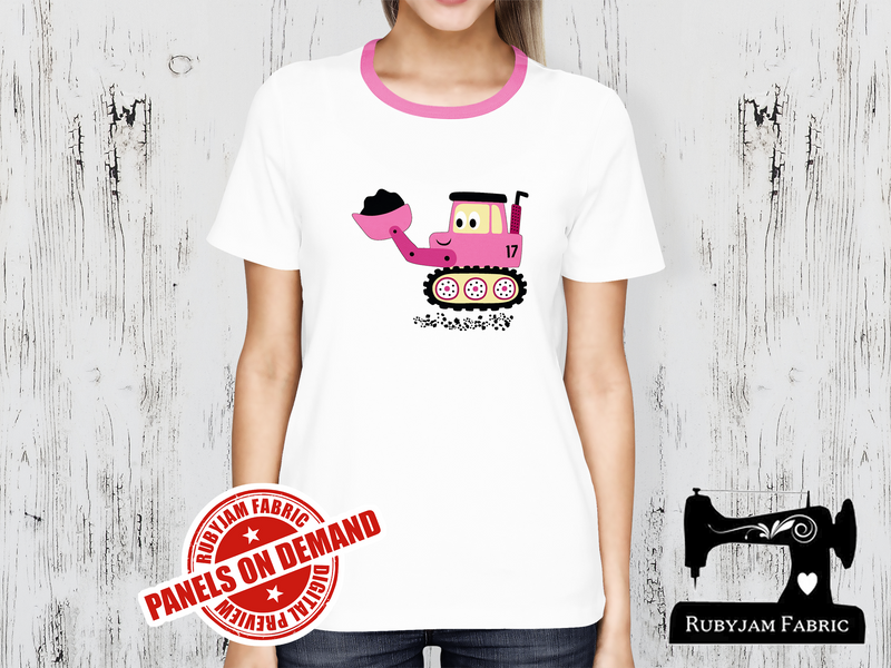 Diggers Pink Front End Loader -  WHITE - Panels On Demand