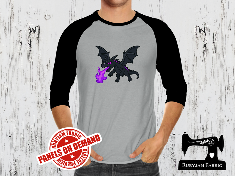 End Dragon Purple Flames - HEATHER GREY - Panels On Demand