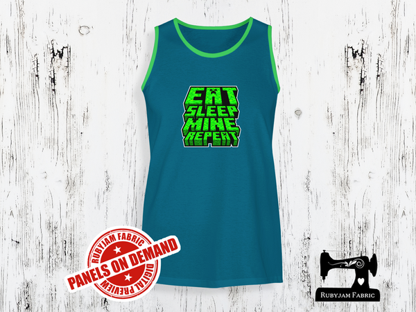Eat Sleep Mine Repeat - TEAL BLUE - Panels On Demand