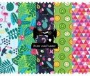 100% cotton fat quarter bundle featuring beautifully curated images of flamingos and flora