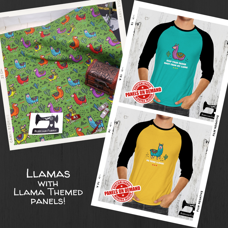 Llama Pyjamas - TURQUOISE - Panels On Demand