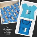 Cat Mermaids - cotton lycra - 150cm wide - clearance
