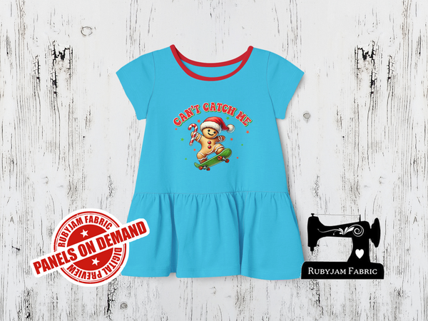 Can't Catch Me Gingerbread Christmas - LIGHT BLUE - Panels On Demand