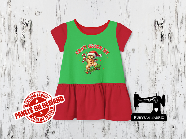 Can't Catch Me Gingerbread Christmas - LIME GREEN - Panels On Demand