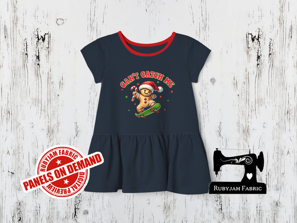 Can't Catch Me Gingerbread Christmas - NAVY BLUE - Panels On Demand