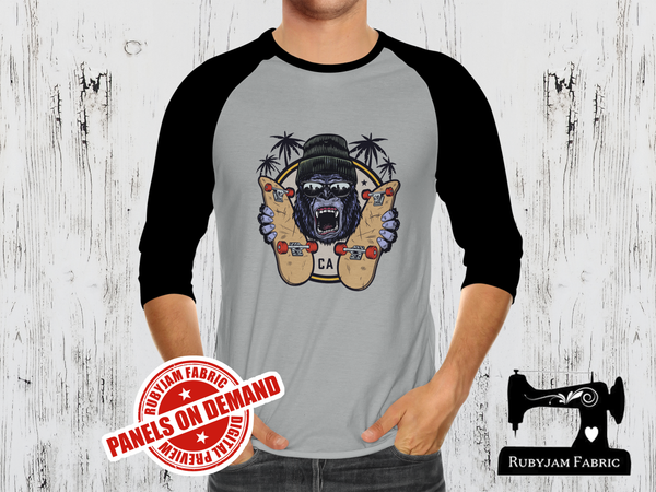 Gorilla Skateboarder - HEATHER GREY - Panels On Demand
