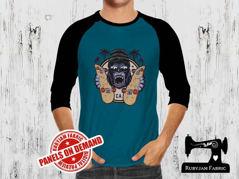 Gorilla Skateboarder - TEAL BLUE - Panels On Demand