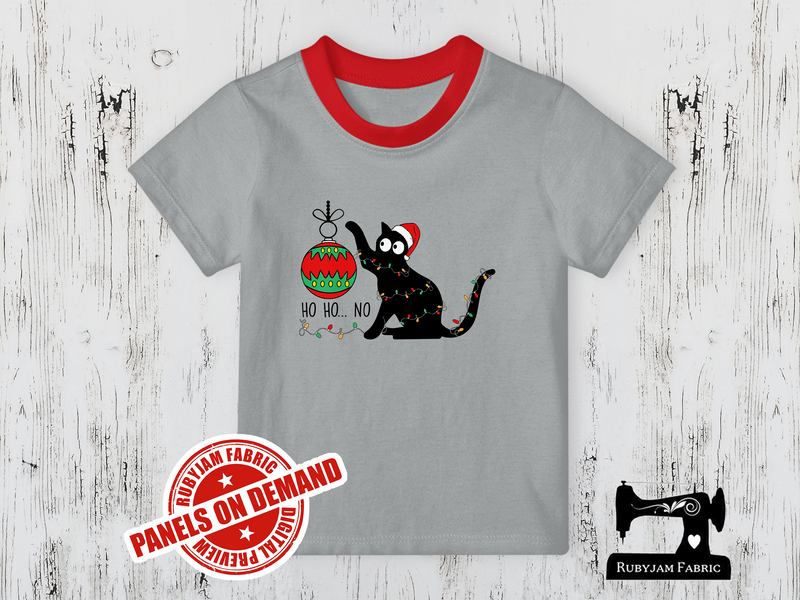 Ho Ho No Christmas Cat - HEATHER GREY - Panels On Demand