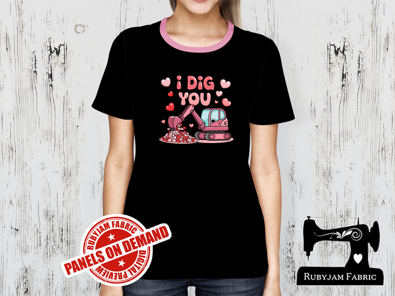 I Dig You Pink Digger Hearts - BLACK - Panels On Demand