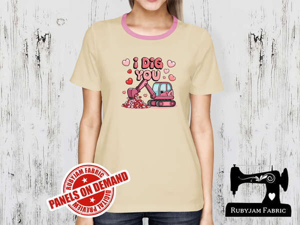 I Dig You Pink Digger Hearts - SAND BEIGE - Panels On Demand