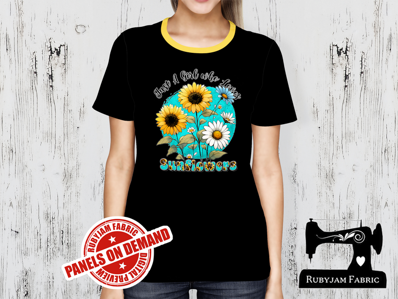 Just a Girl Who Loves Sunflowers - BLACK - Panels On Demand