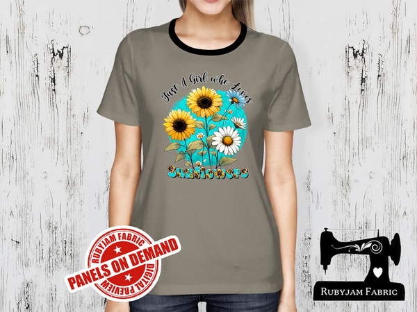 Just a Girl Who Loves Sunflowers - LIGHT GREY - Panels On Demand