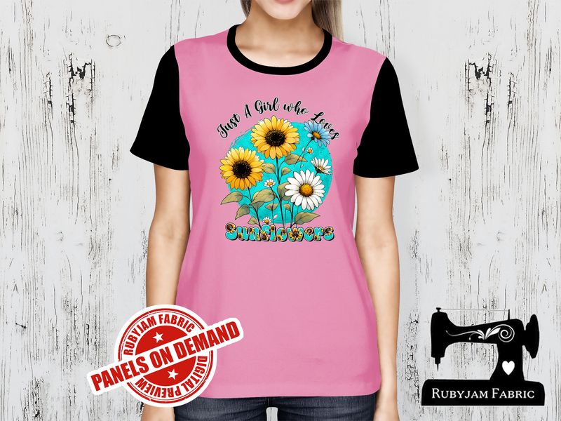 Just a Girl Who Loves Sunflowers - LIGHT PINK - Panels On Demand