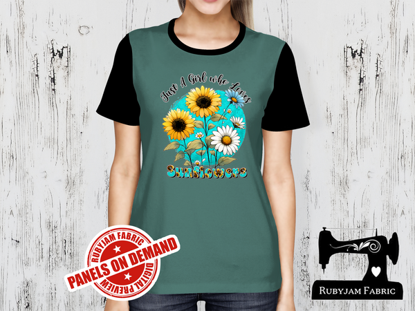 Just a Girl Who Loves Sunflowers - SAGE GREEN - Panels On Demand