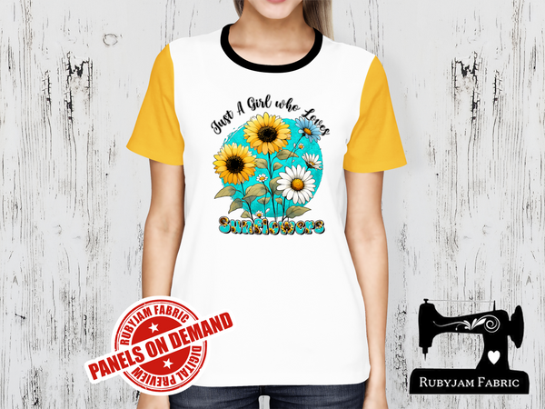 Just a Girl Who Loves Sunflowers - WHITE - Panels On Demand