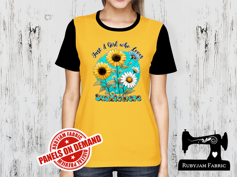 Just a Girl Who Loves Sunflowers - YELLOW - Panels On Demand