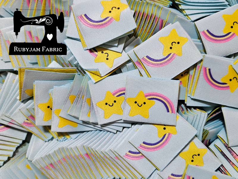 Kawaii Star Rainbow Woven Clothing Labels - Pack of 10