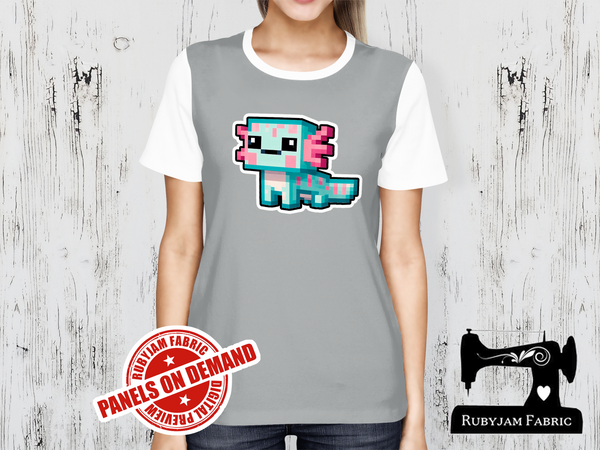 Cyan Axolotl Block Game - HEATHER GREY - Panels On Demand