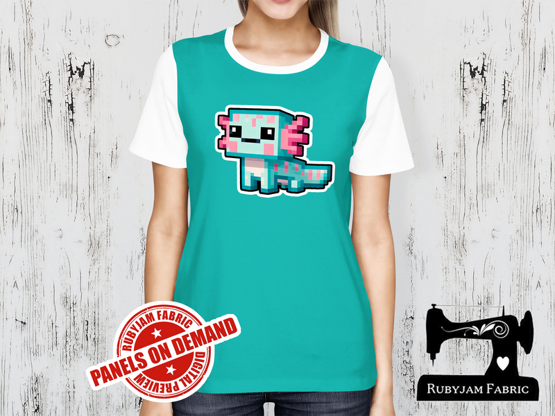 Cyan Axolotl Block Game - MINT GREEN - Panels On Demand